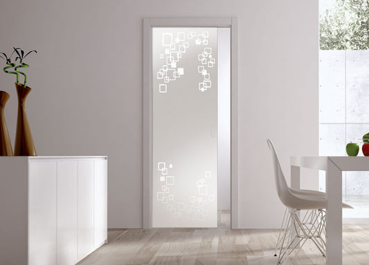 Classic 10mm Glass Pocket Door System Patterned RIFLESSI
