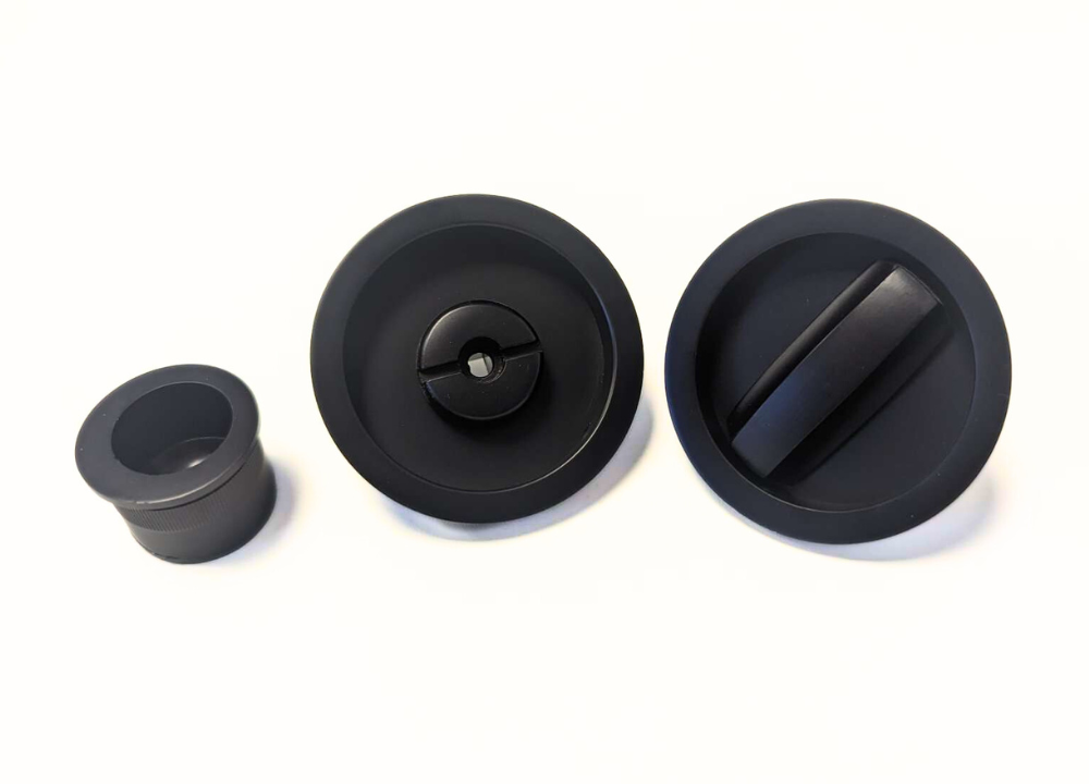 Round Bathroom / Privacy Lock Set For Sliding Pocket Door - Painted Black