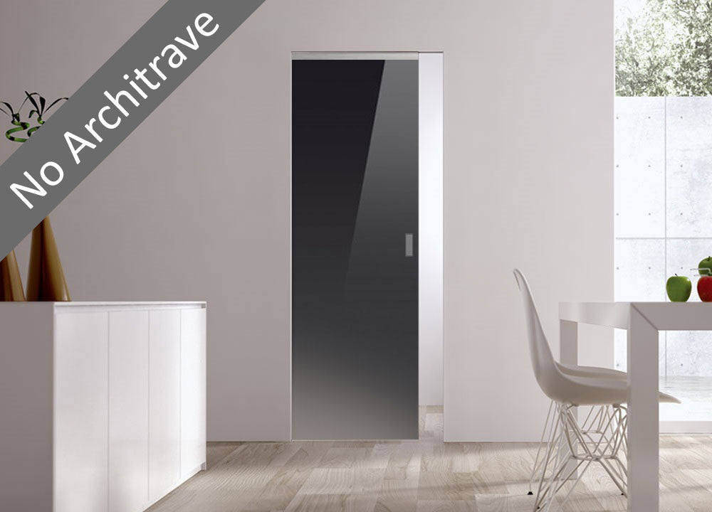 Syntesis® Flush Glass Pocket Door System Coloured BLACK (RAL 9005)