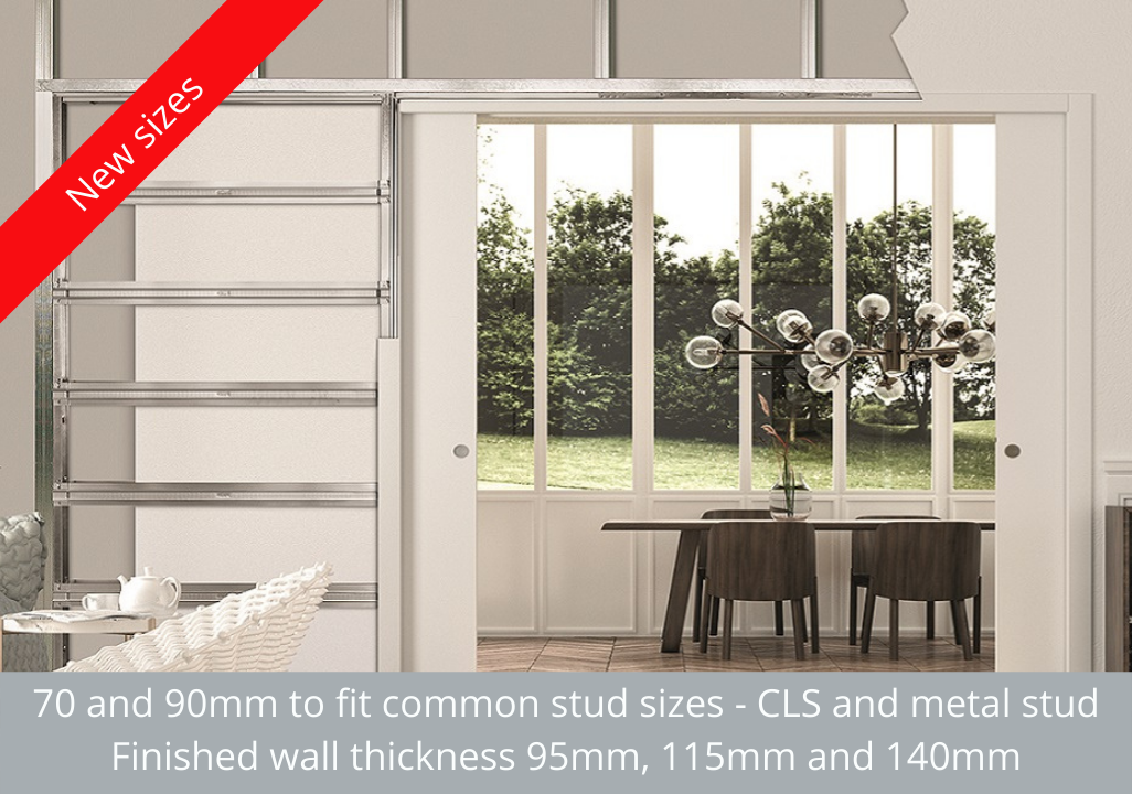 An Eclisse double pocket door system - new stud sizes