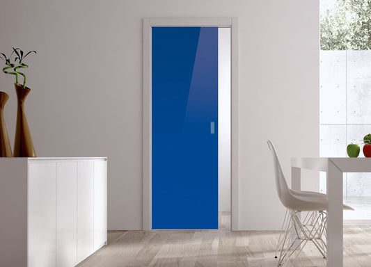 Classic Glass Pocket Door System Coloured BLUE (RAL 5002)