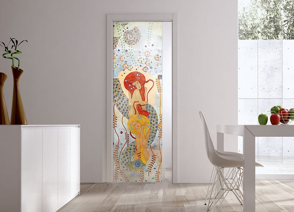 Classic Glass Pocket Door System Handpainted NINFE