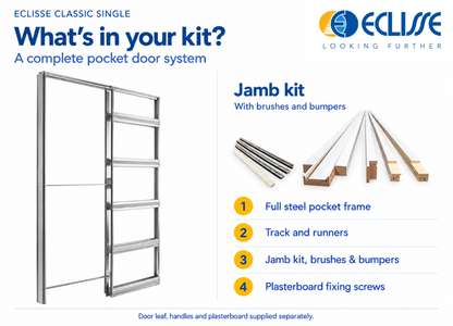Classic SINGLE Pocket Door System - White Jambs