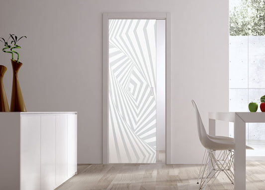 Classic 10mm Glass Pocket Door System Patterned AVALON