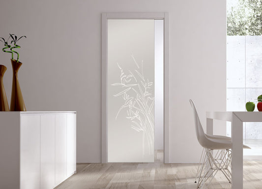  Classic 10mm Glass Pocket Door System Patterned GREEN
