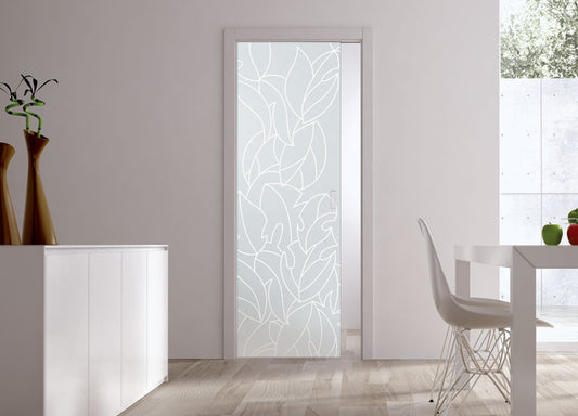 Classic 10mm Glass Pocket Door System Patterned MAYLEA