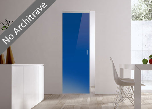 Syntesis® Flush Glass Pocket Door System Coloured BLUE (RAL 5002)