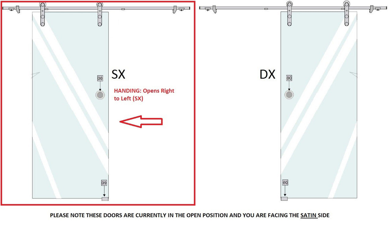 Vetroglide Classic Sliding Glass Interior Door System - Right to Left (SX)