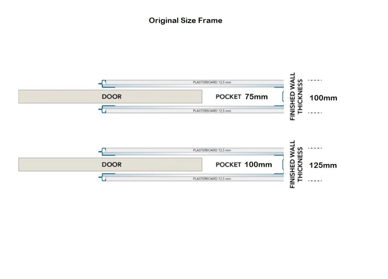 END OF LINE:Classic DOUBLE Striped Satin 8mm Glass Pocket Door- Stainless Steel Round Handle