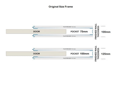 END OF LINE:Classic DOUBLE Striped Satin 8mm Glass Pocket Door- Stainless Steel Round Handle