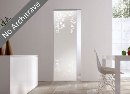 Syntesis® Flush Glass Pocket Door System Patterned RIFLESSI