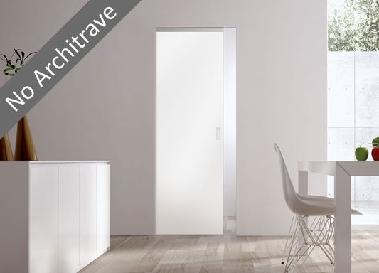 Syntesis® Flush Glass Pocket Door System Plain SATIN