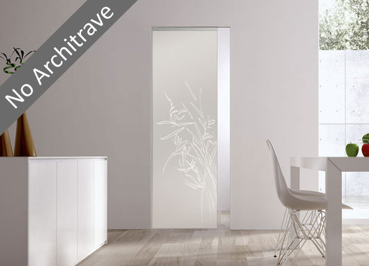 Syntesis® Flush Glass Pocket Door System Patterned GREEN