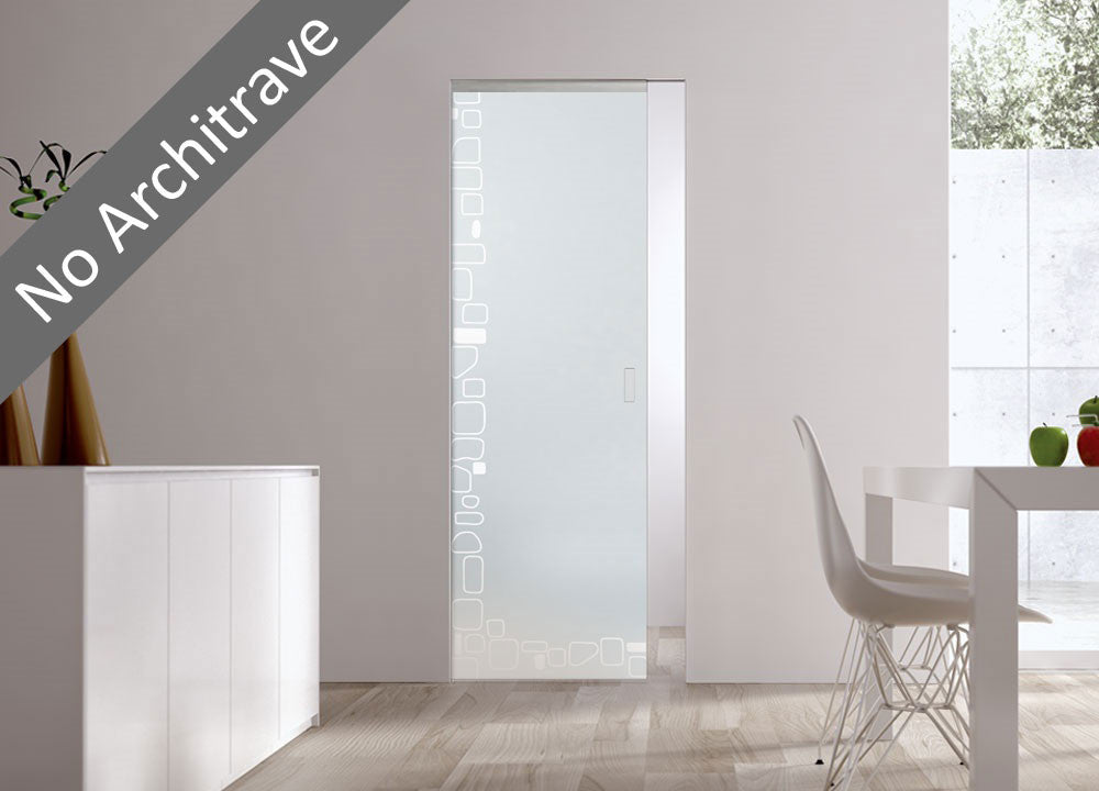 Syntesis® Flush Glass Pocket Door System Patterned STONE