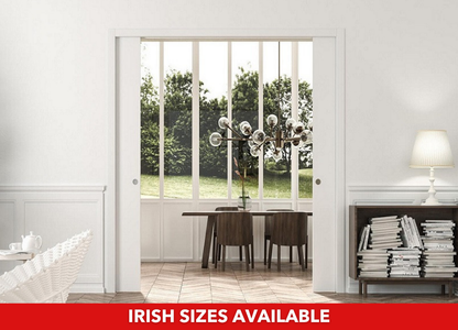 Classic DOUBLE Pocket Door System - White Jambs - Irish Sizes