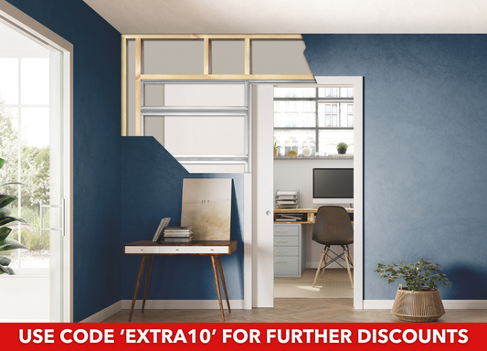END OF LINE: Classic Single Pocket Door System - 95mm finished wall thickness only