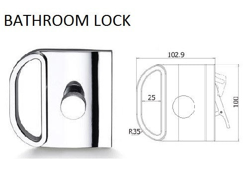 Glass Door Bathroom Lock with incorporated handle (V-604)