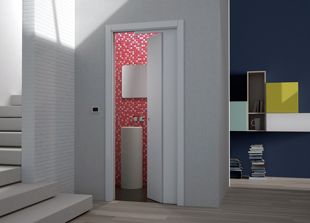 The Novanta is a perfect door for a downstairs toilet or utility room with limited wall and floor space.
