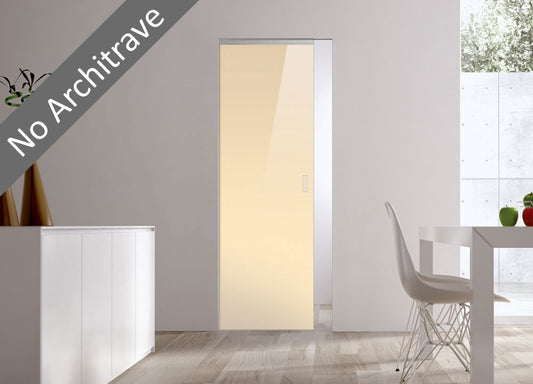 Syntesis® Flush Glass Pocket Door System Coloured BEIGE (RAL 1015)