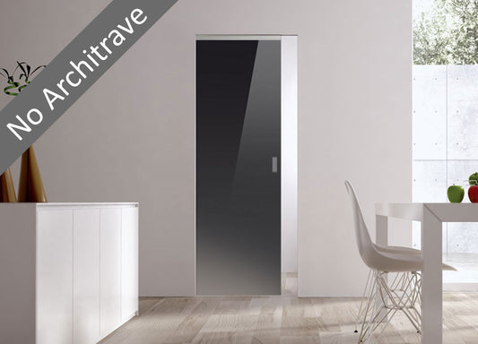 Syntesis® Flush Glass Pocket Door System Coloured BLACK (RAL 9005)