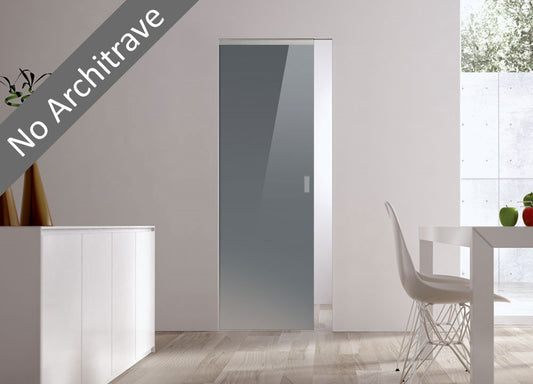 Syntesis® Flush Glass Pocket Door System Coloured GREY (RAL 7024)