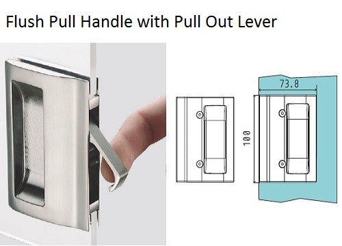 Glass Door Handle -Flush Pull Handle with Pull Out Lever (V-406)