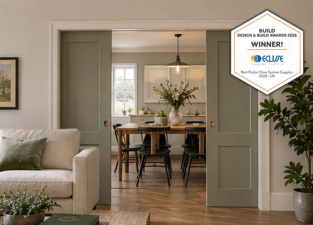 Classic DOUBLE Pocket Door System - White Jambs