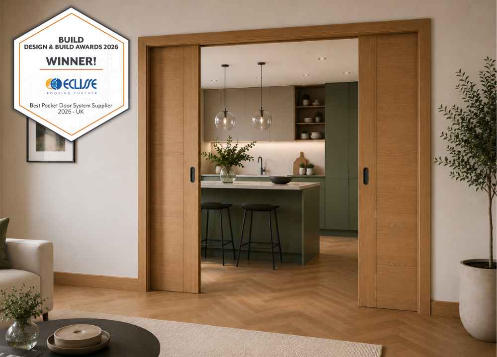 Classic DOUBLE Pocket Door System - White Jambs