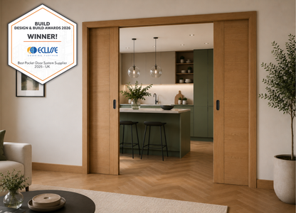 Classic DOUBLE Pocket Door System - White Jambs