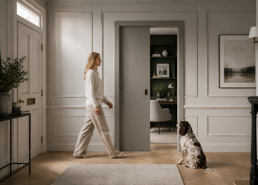 Classic SINGLE Pocket Door System - White Jambs