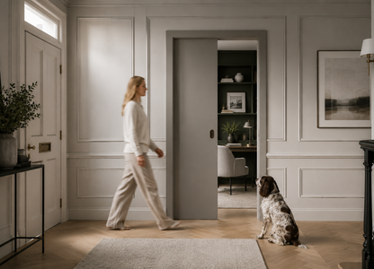 Classic SINGLE Pocket Door System - White Jambs