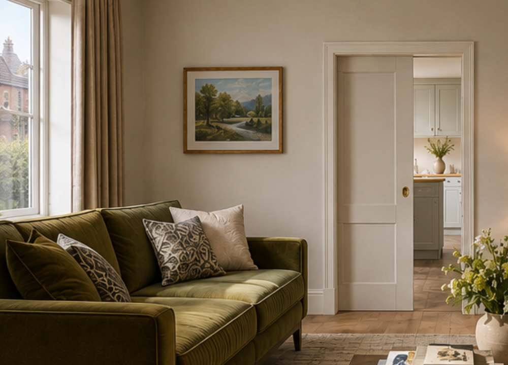 Classic SINGLE Pocket Door System - White Jambs