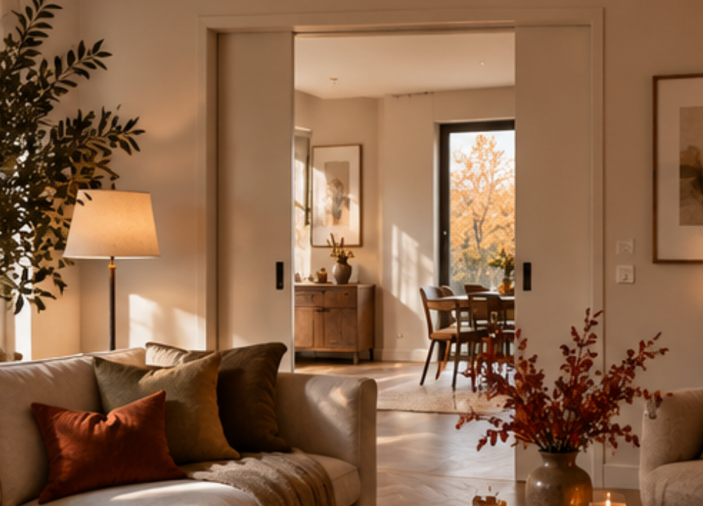 Classic DOUBLE Pocket Door System - White Jambs