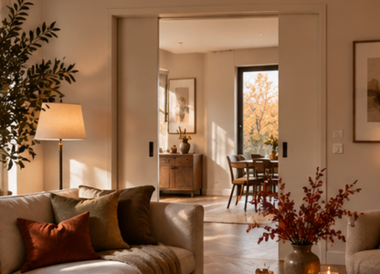 Classic DOUBLE Pocket Door System - White Jambs