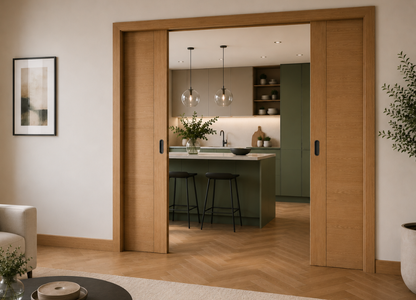 Classic DOUBLE Pocket Door System - White Jambs