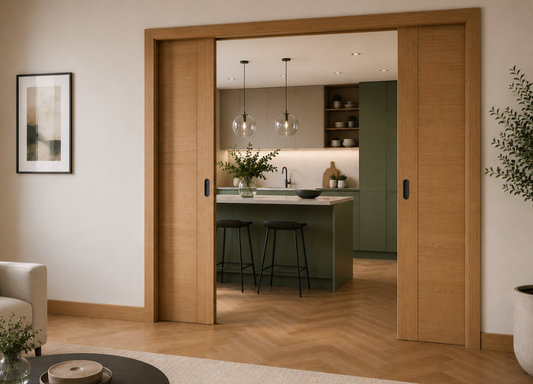 Classic DOUBLE Pocket Door System - White Jambs