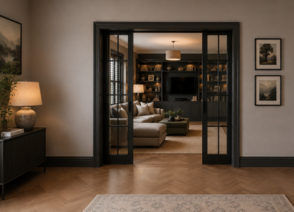 Classic DOUBLE Pocket Door System - White Jambs