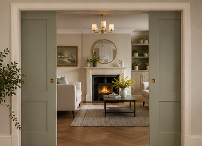 Classic DOUBLE Pocket Door System - White Jambs