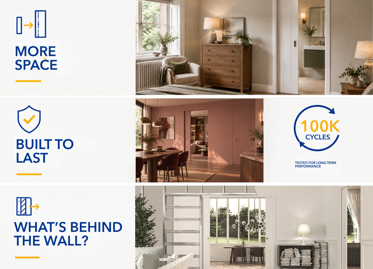 Classic SINGLE Pocket Door System - White Jambs